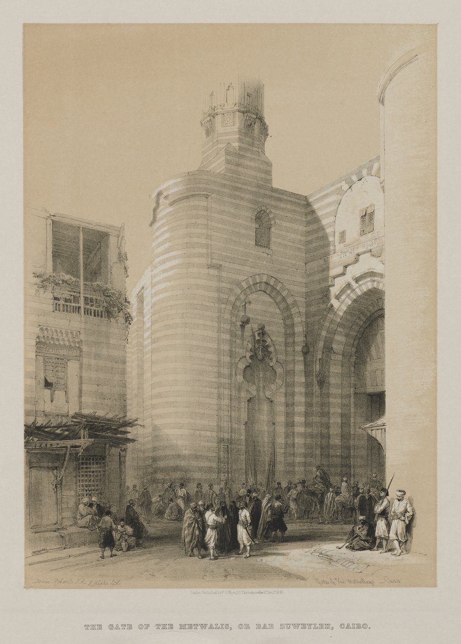 Egypten och Nubien, volym III: Gate of the Metwaleys, Kairo av Louis Haghe