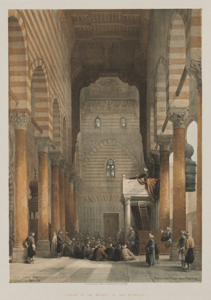 Egypten och Nubien, Volym III: Interiör av Metwalys-moskén, 1849. av Louis Haghe