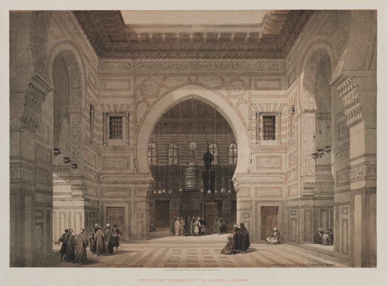 Egypten och Nubien, Volym III: Interiör av Sultan El Ghorees moské, 1849. av Louis Haghe