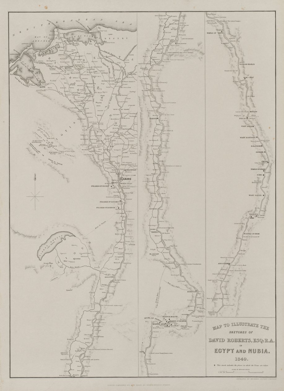 Egypten och Nubien, Volym III: Karta för att illustrera skisserna av David Roberts, Esq...1849, 1849. av Louis Haghe