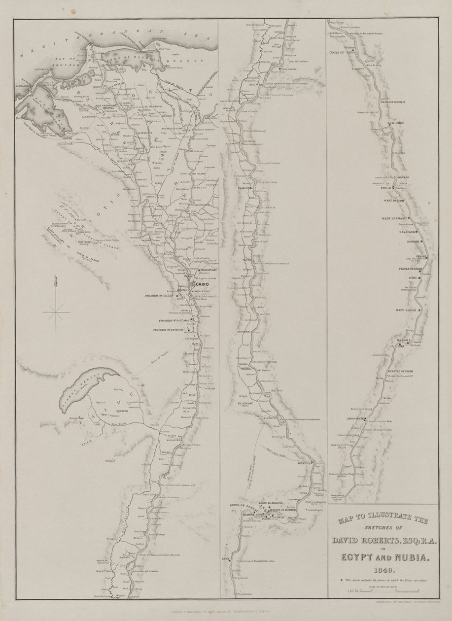 Egypten och Nubien, Volym III: Karta för att illustrera skisserna av David Roberts, Esq: R.A. i Egypten och Nubien 1849 av Louis Haghe