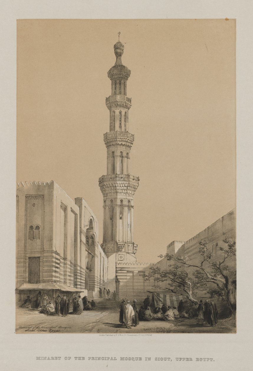 Egypten och Nubien, volym III: Minareten av huvudmoskén Siout, övre Egypten av Louis Haghe