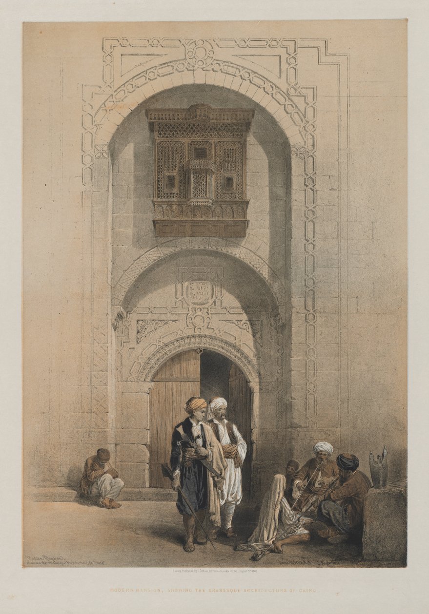 Egypten och Nubien, Volym III: Modern Mansion, som visar Kairos Arabesque-arkitektur, 1849. av Louis Haghe