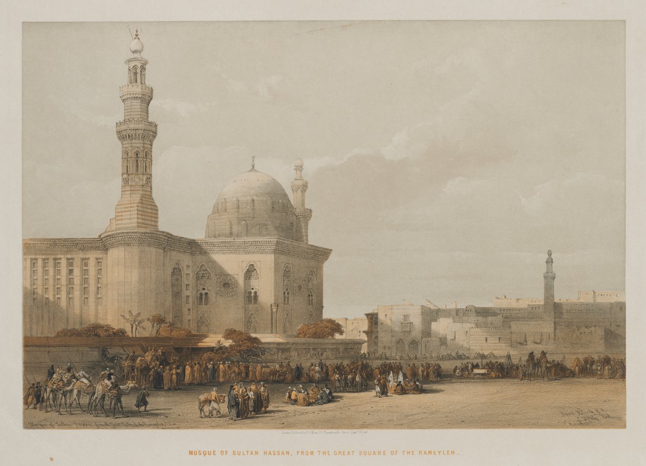 Egypten och Nubien, volym III: Sultan Hassans moské, från Rameylehs stora torg, 1849. av Louis Haghe