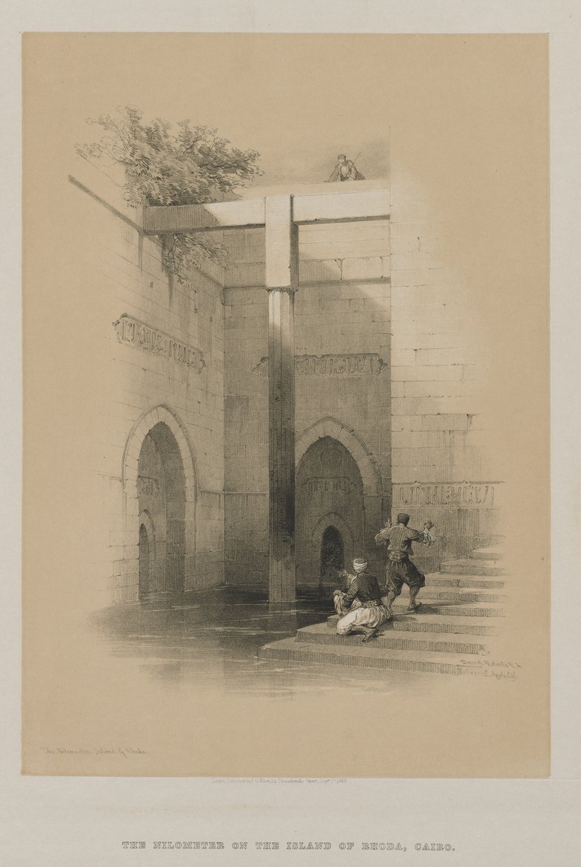 Egypten och Nubien, Volym III: Nileometern. Ön Rhoda, 1849. av Louis Haghe
