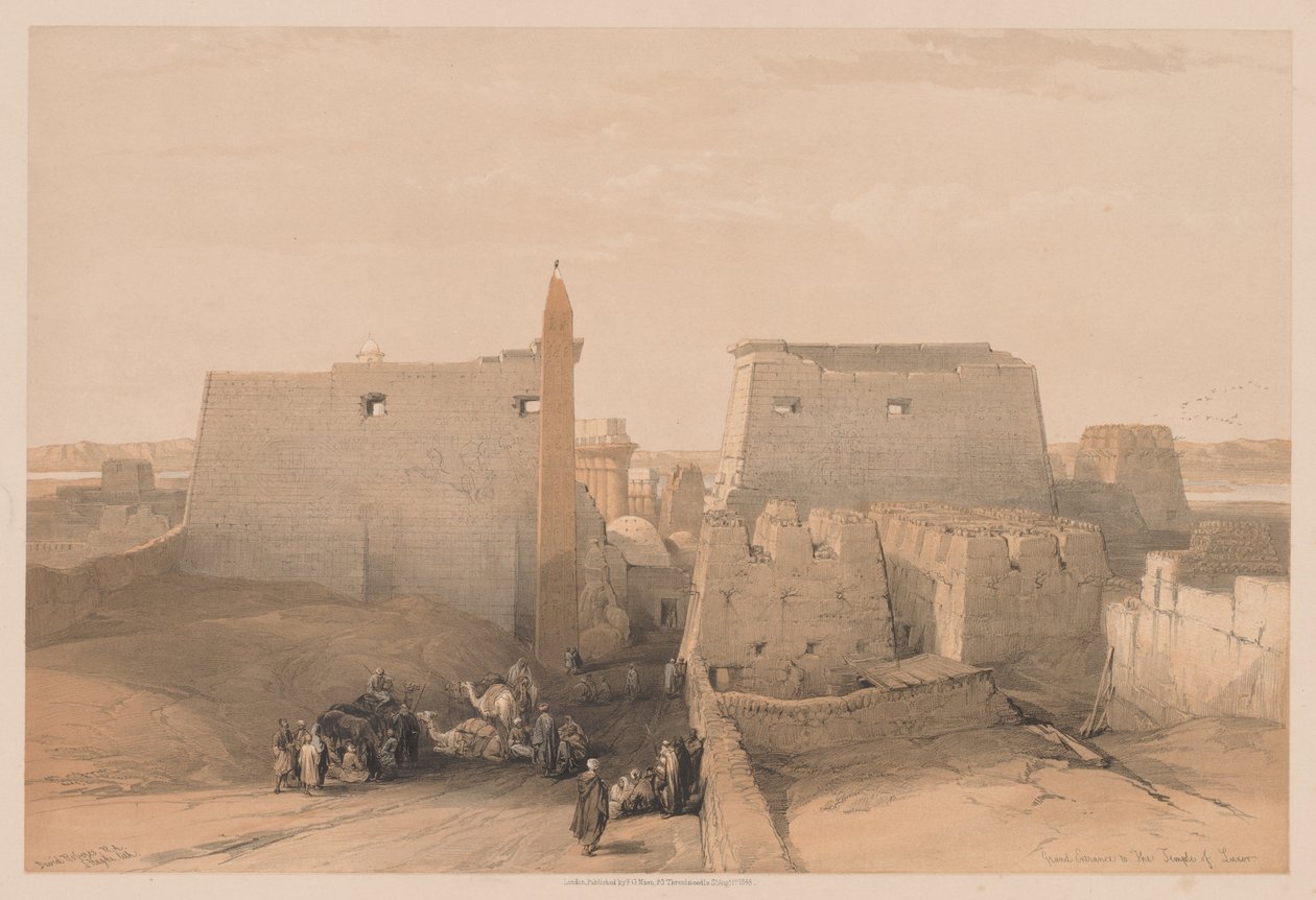 Egypten och Nubien: Volym II - nr 38, Grand Entrances to Temple of Luxor, 1838. av Louis Haghe