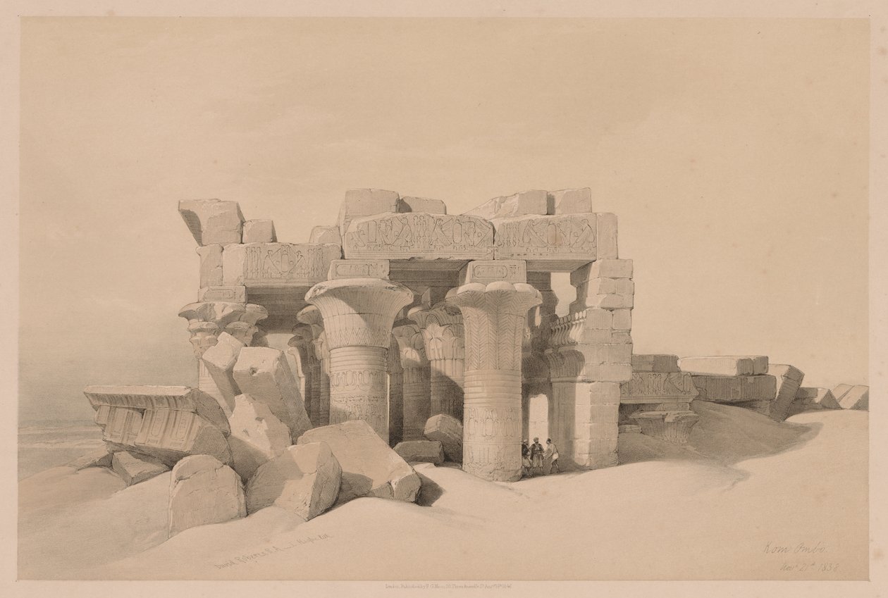 Egypten och Nubien: Volym II - nr 42, Ruinerna av Kom Ombo, 1838. av Louis Haghe