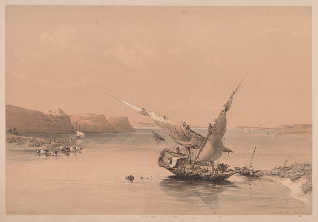 Egypten och Nubien: Volym II - nr 6, Approach to the Fortress of Ibrim, Nubia av Louis Haghe