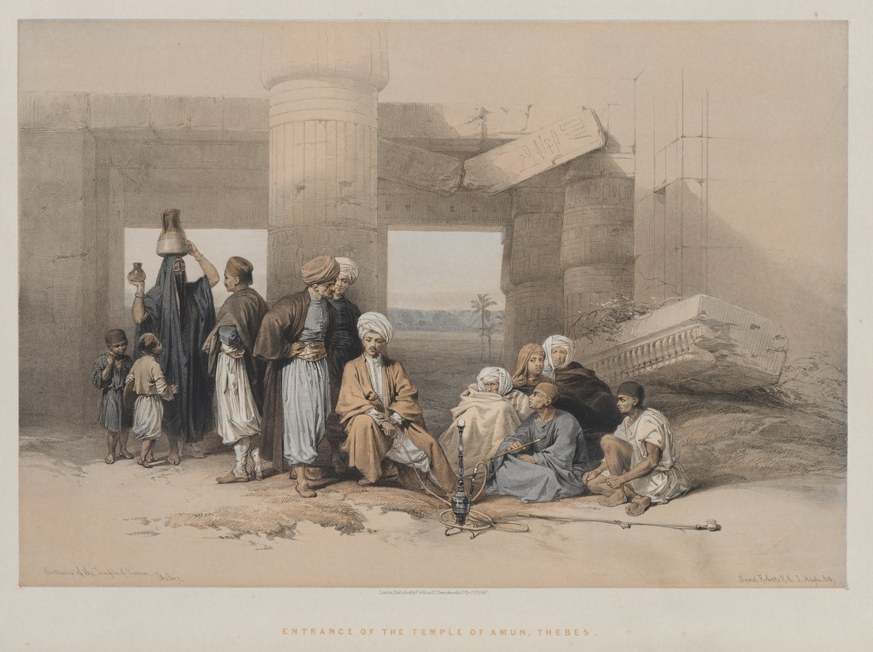 Egypten och Nubien, volym II: Ingången till Amuns tempel, Thebe av Louis Haghe