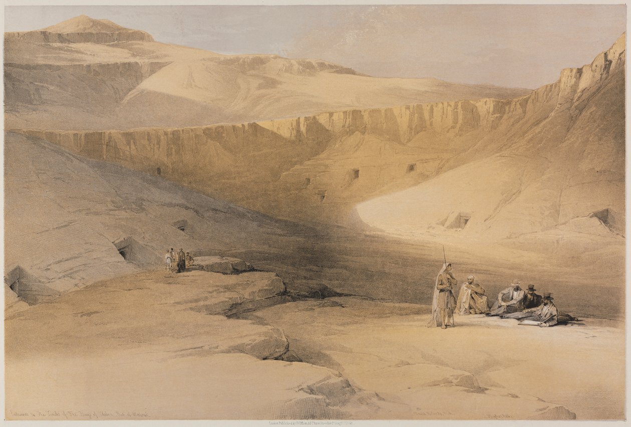 Egypten och Nubien, Volym II: Ingången till Thebes kungars gravar, Bab-El-Malouk, 1848. av Louis Haghe