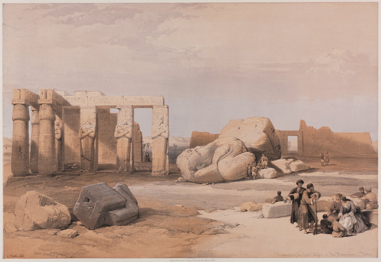 Egypten och Nubien, Volym II: Fragment of the Great Colossi at the Memnonium, Thebe av Louis Haghe