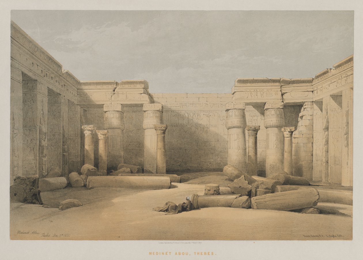 Egypten och Nubien, volym II: Medinet Abou, Thebe, 1847. av Louis Haghe