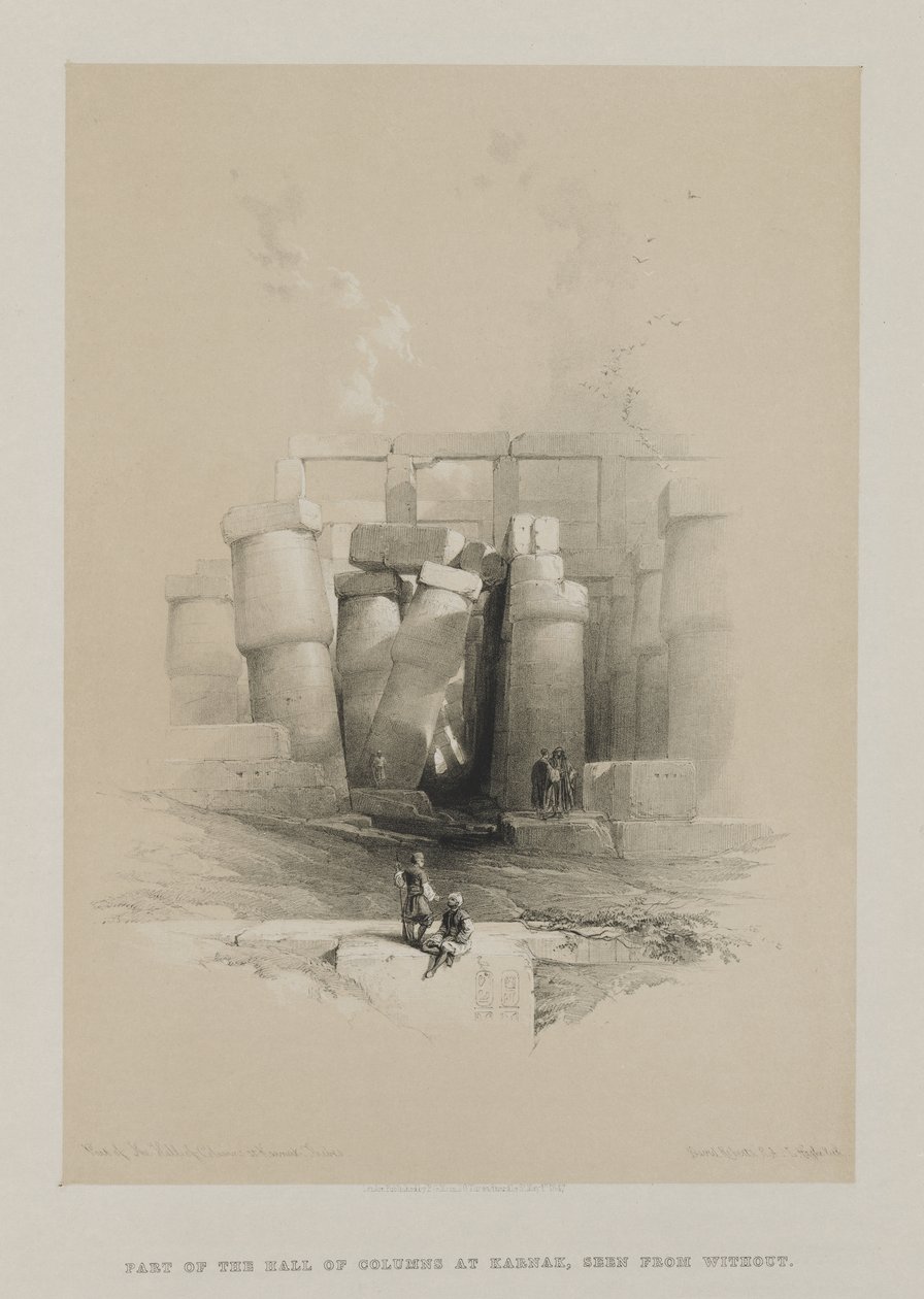 Egypten och Nubia, Volym II: Del av Kolumnhallen i Karnak, Thebe av Louis Haghe