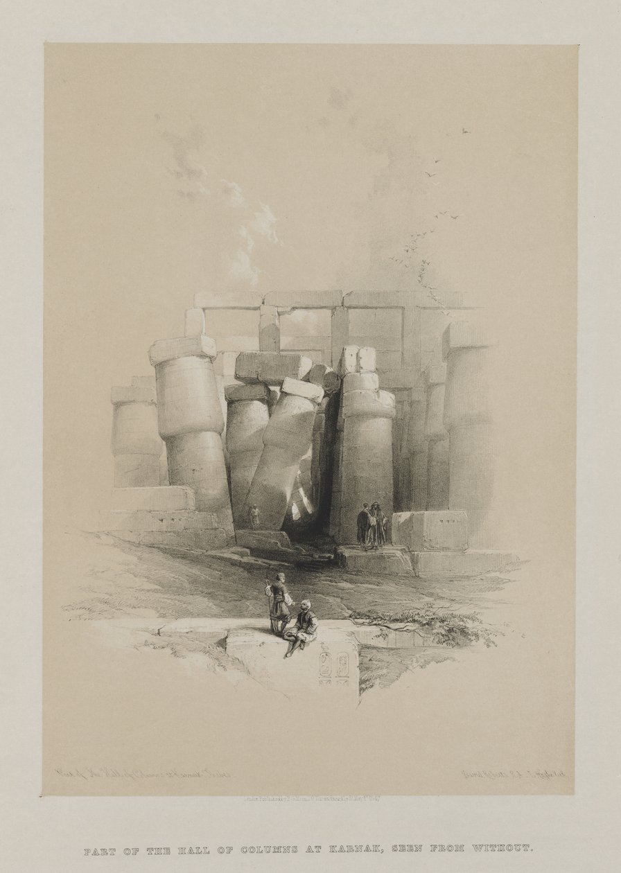 Egypten och Nubien, volym II: Del av kolumnhallen i Karnak, Thebe, 1847. av Louis Haghe