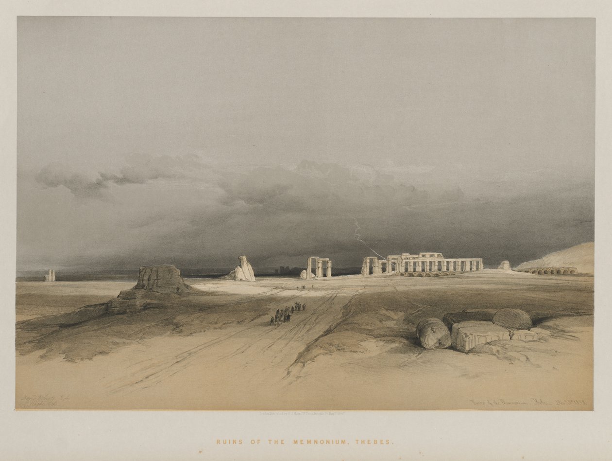 Egypten och Nubien, volym II: Ruins of Memnonium, Thebe, 1847. av Louis Haghe