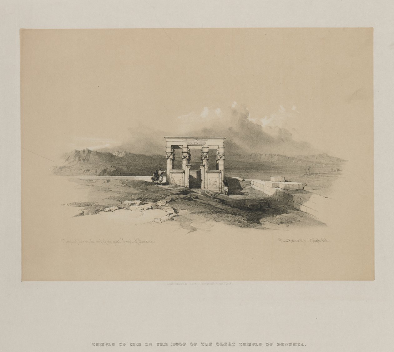 Egypten och Nubien, volym II: Isis tempel på taket av det stora templet i Dendera, 1848. av Louis Haghe