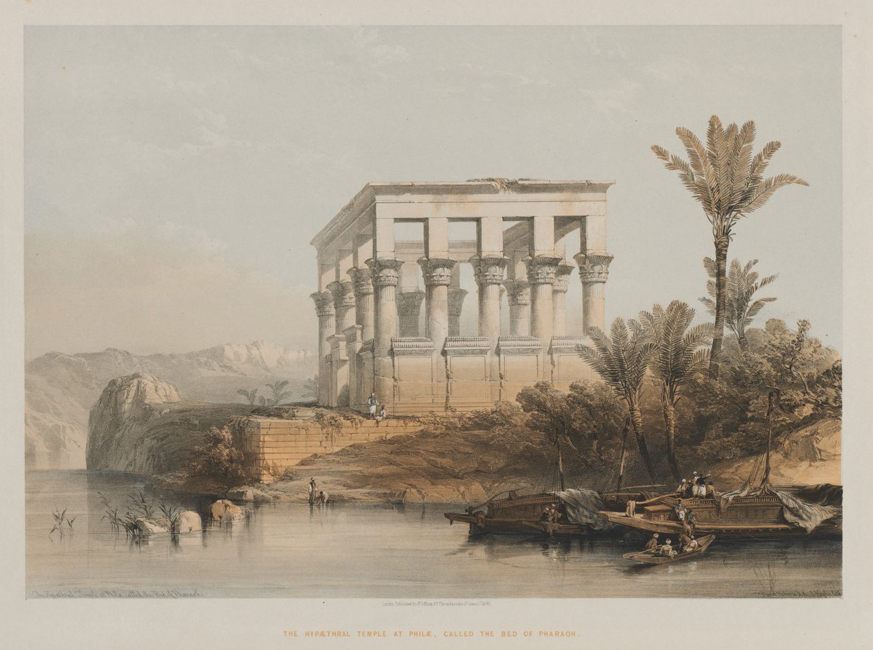 Egypten och Nubien, volym II: Hypaethraltemplet i Philae, kallad Faraos säng, 1848. av Louis Haghe