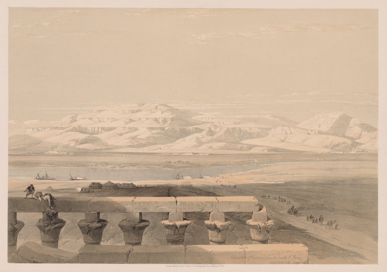Egypten och Nubien: Volym I - nr 30, Lybian Chain of Mountains from Temple of Luxor av Louis Haghe
