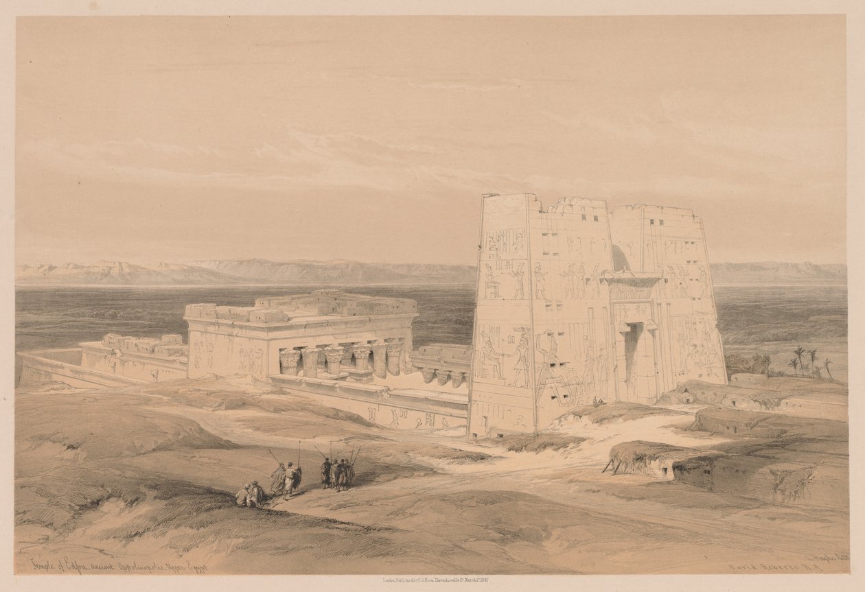 Egypten och Nubien: Volym I - nr 34, Edfous tempel. Ancient Appolinopolis, övre Egypten, 1838. av Louis Haghe