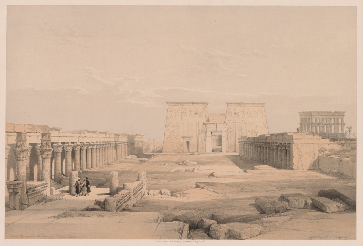 Egypten och Nubien: Volym I - nr 42, Grand Approach to the Temple of Philae, Nubia av Louis Haghe
