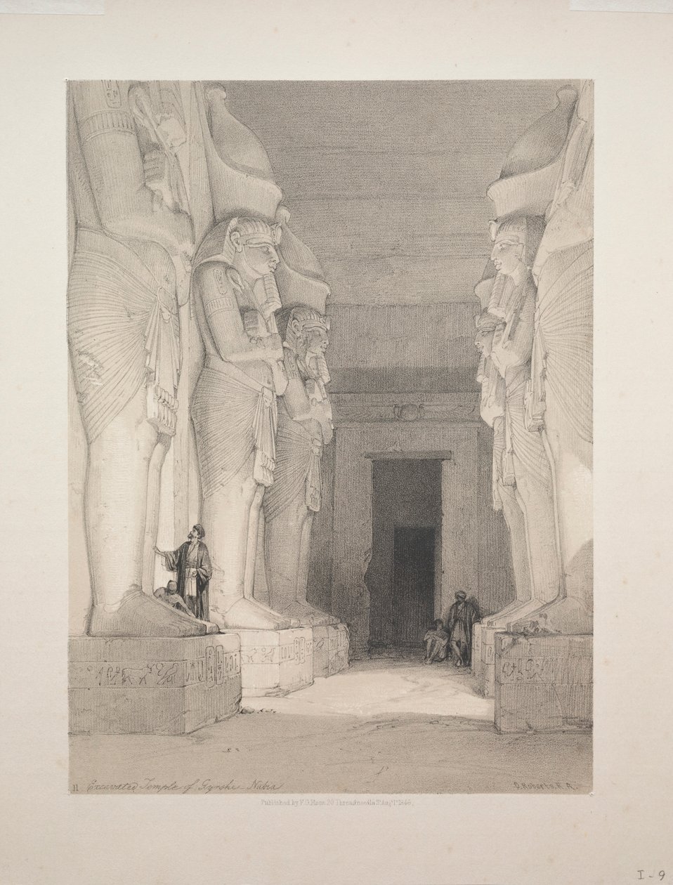 Egypten och Nubien: Volym I - nr 9, Gyrshes utgrävda tempel, Nubien, 1838. av Louis Haghe