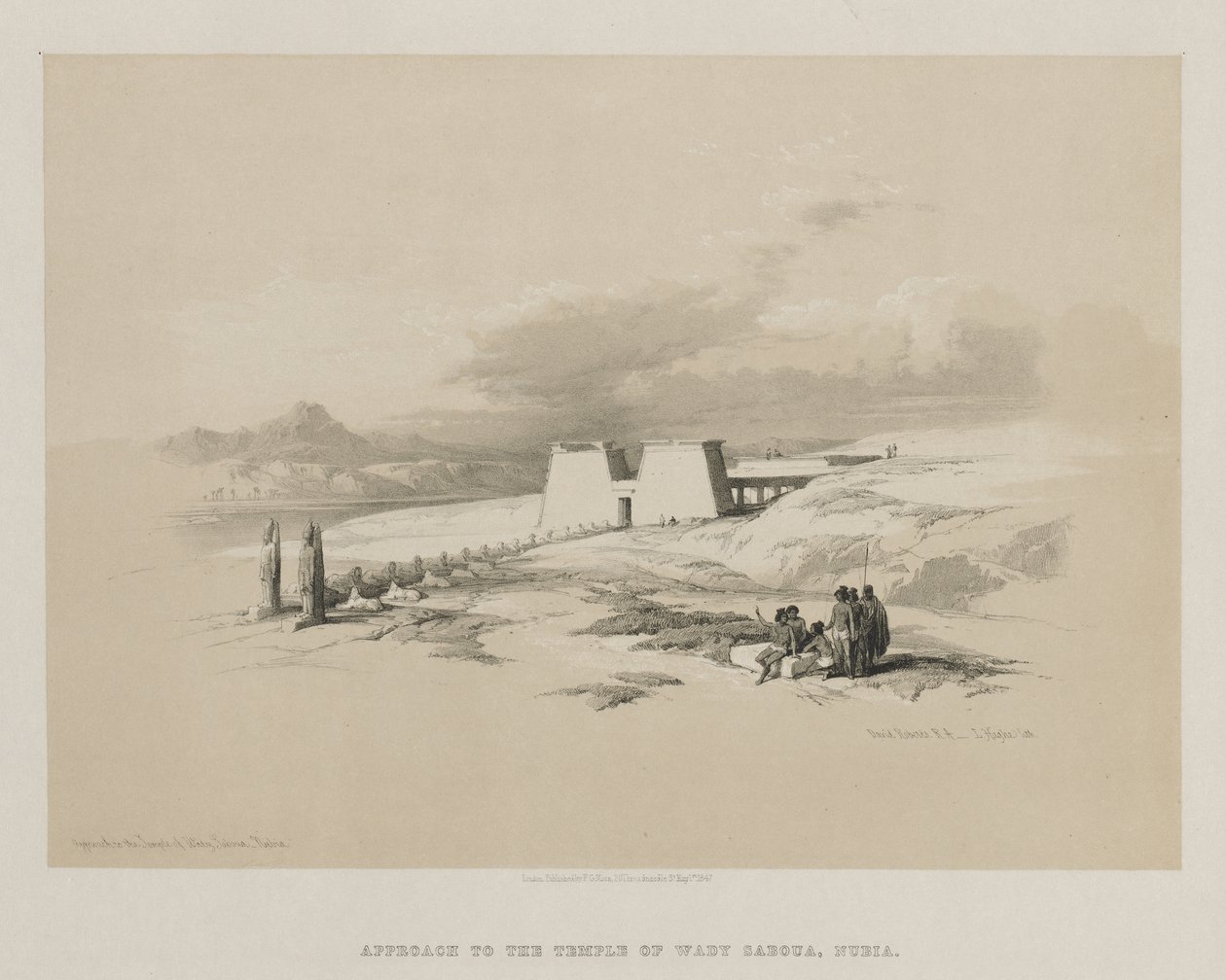 Egypten och Nubia, Volym I: Tillvägagångssätt till templet Wady Saboua, Nubia, 1847. av Louis Haghe