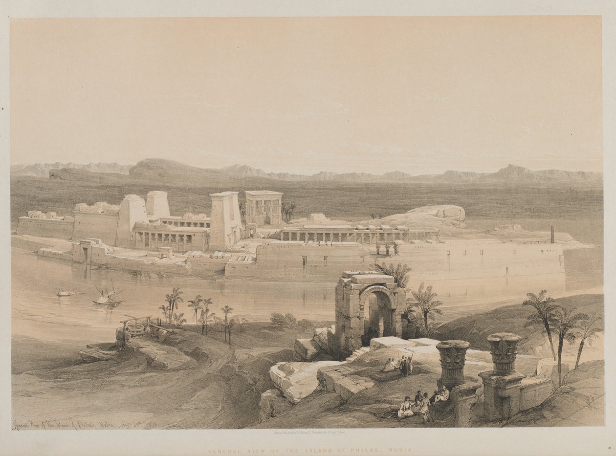 Egypten och Nubien, volym I: Allmän syn på ön Philae, Nubia av Louis Haghe