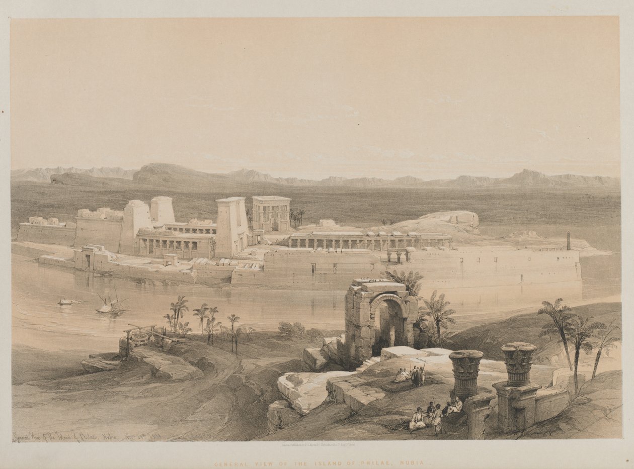 Egypten och Nubien, volym I: Allmän syn på ön Philae, Nubien, 1846. av Louis Haghe