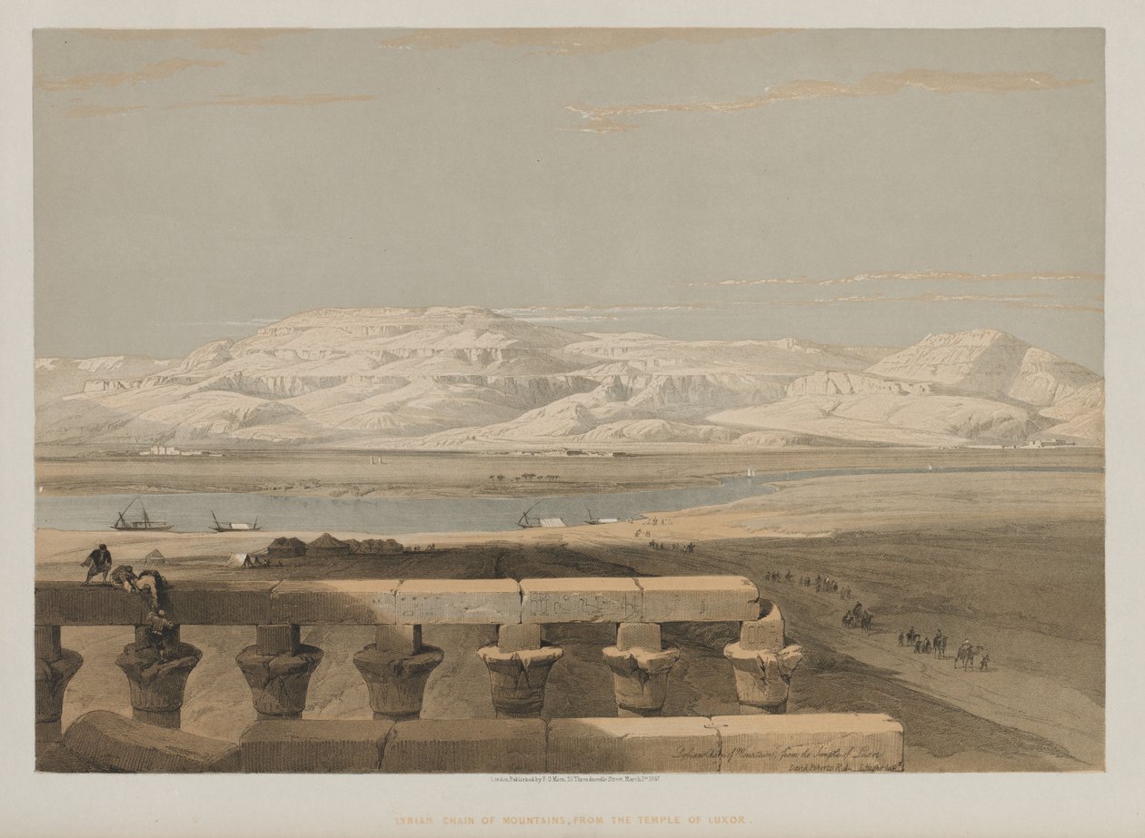 Egypten och Nubien, Volym I: Libyska bergskedjan, från Luxortemplet av Louis Haghe