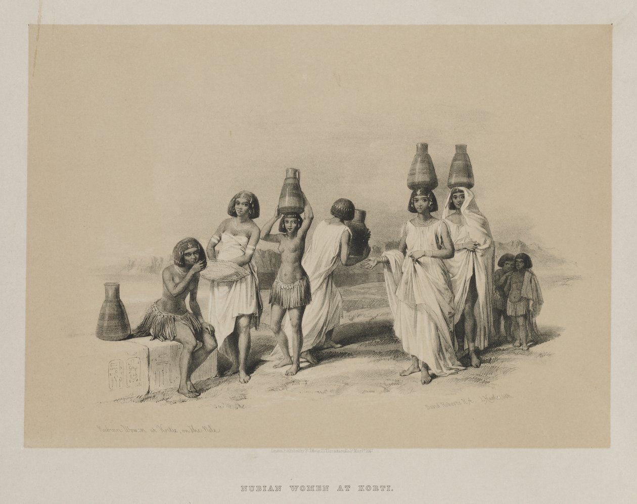 Egypten och Nubien, Volym I: Nubian Women at Kortie, on the Nile av Louis Haghe