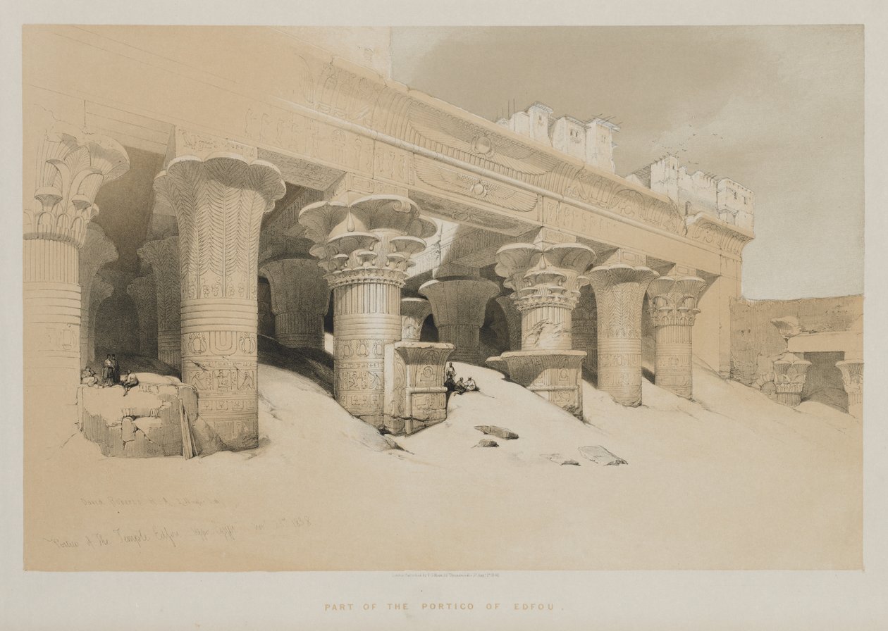 Egypten och Nubien Volym I: Portik av templet Edfou, övre Egypten av Louis Haghe