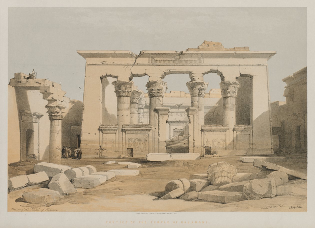Egypten och Nubien, Volym I: Portik av Kalabshe-templet, 1847. av Louis Haghe