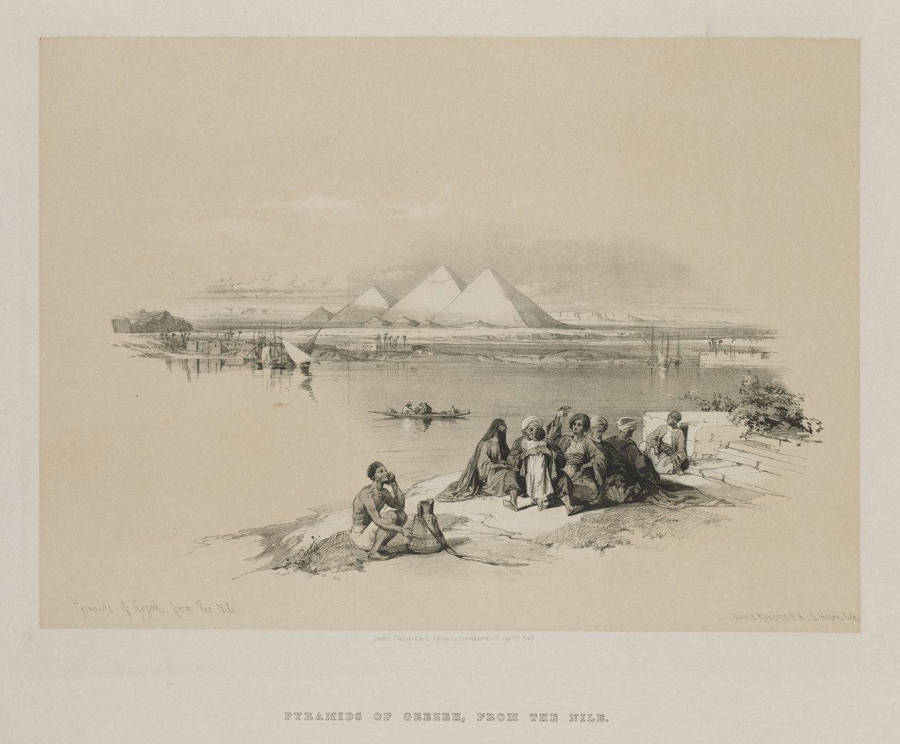 Egypten och Nubien, Volym I: Pyramids of Geezeh, från Nilen av Louis Haghe