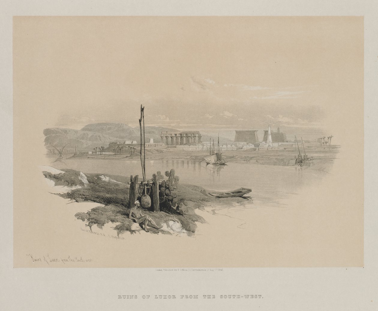 Egypten och Nubien, volym I: Ruinerna av Luxor från sydväst, 1846. av Louis Haghe