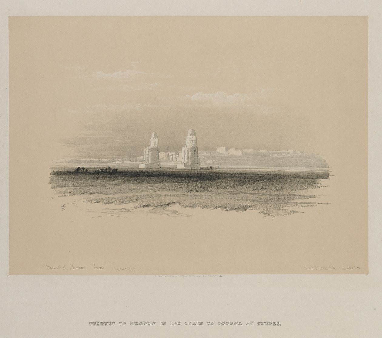 Egypten och Nubien, Volym I: Statyer av Memnon, Thebe av Louis Haghe