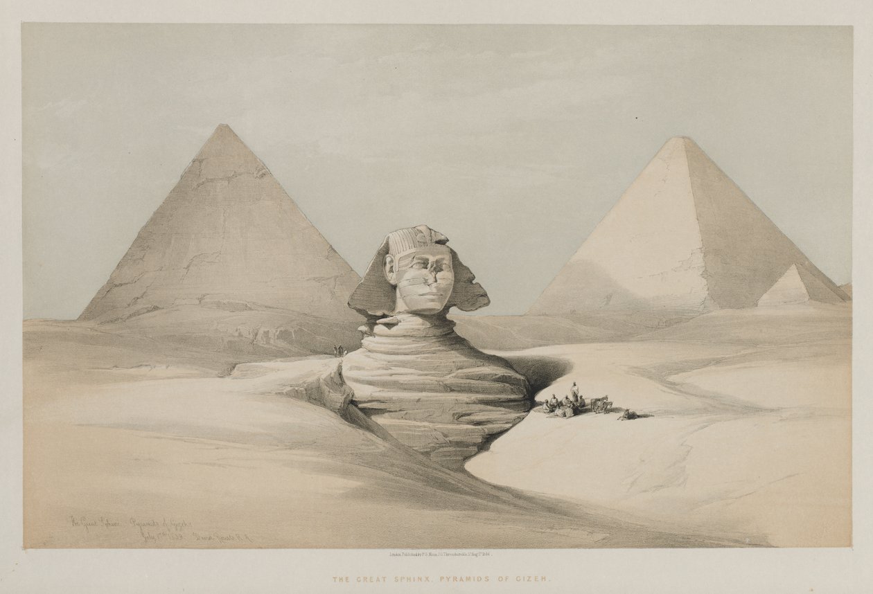 Egypten och Nubien, volym I: Den stora sfinxen, Gezeeh-pyramiderna, 1846. av Louis Haghe