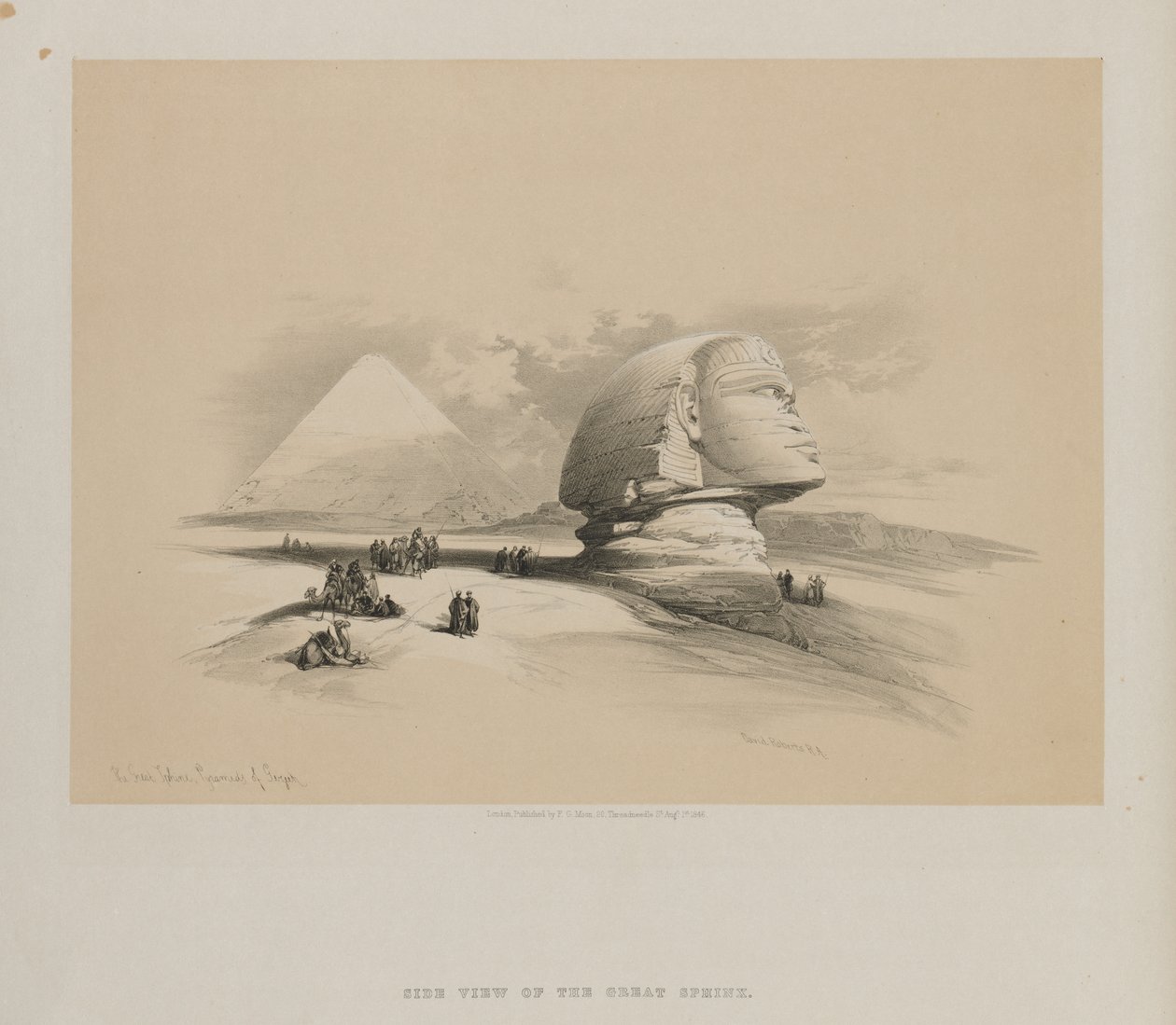 Egypten och Nubien, volym I: Den stora sfinxen, Gezeeh-pyramiderna, 1846. av Louis Haghe