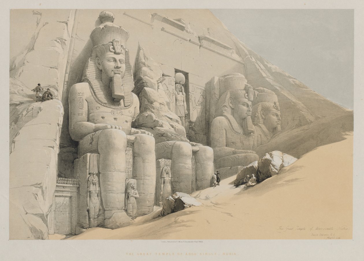 Egypten och Nubien, Volym I: Aboo-Simbles stora tempel, Nubien, 1846. av Louis Haghe
