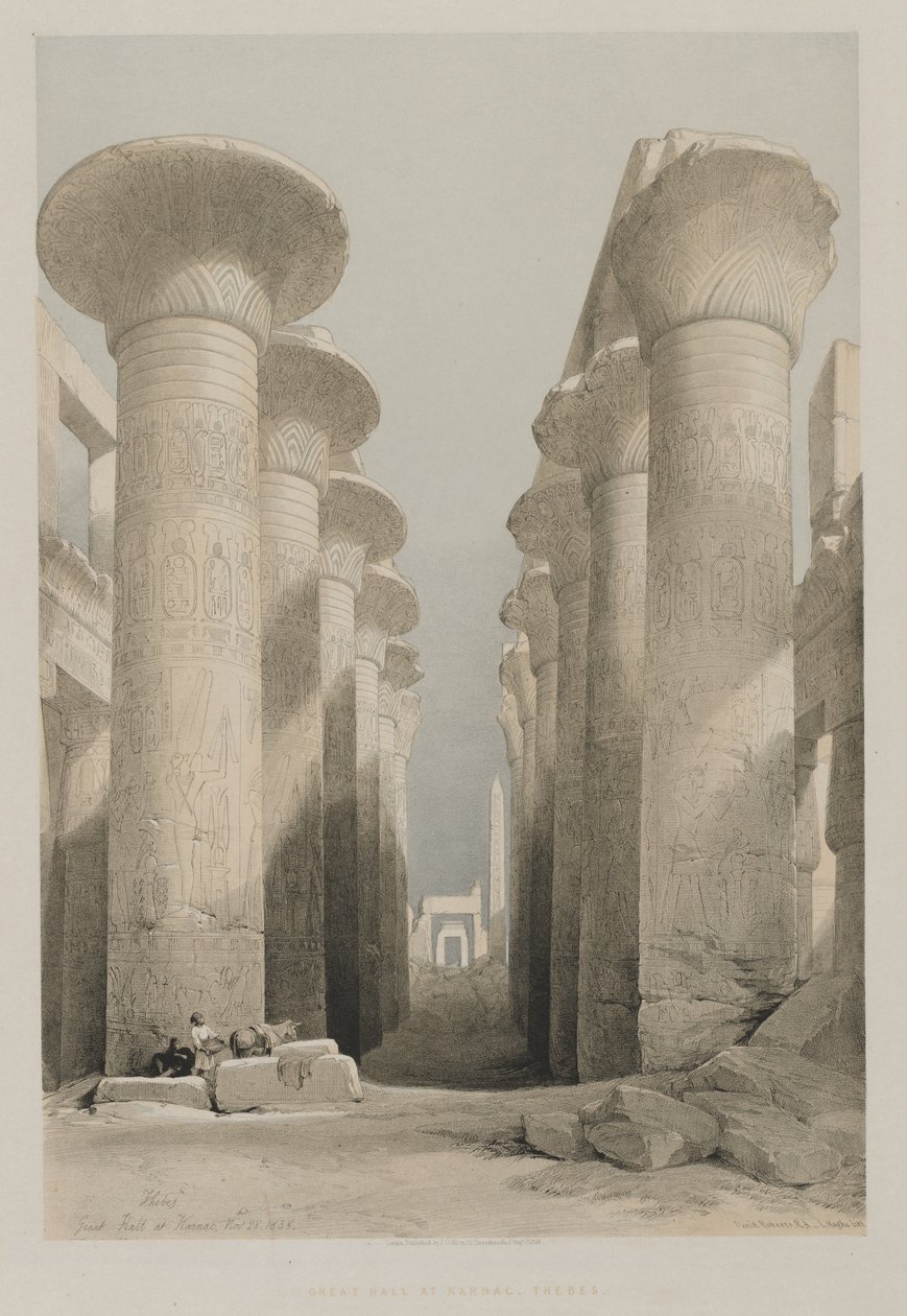 Egypten och Nubien, volym I: Thebe, stora salen i Karnac, 1848. av Louis Haghe
