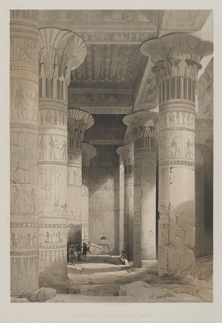 Egypten och Nubien, Volym I: View Under the Grand Portico of the Temple, Philae av Louis Haghe