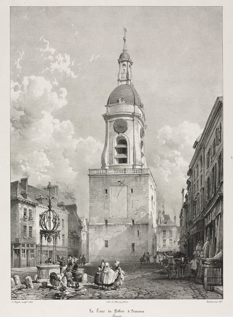 Pittoreska och romantiska resor i gamla Frankrike, Picardie: Klockstapeltornet i Amiens..., 1835. av Louis Haghe