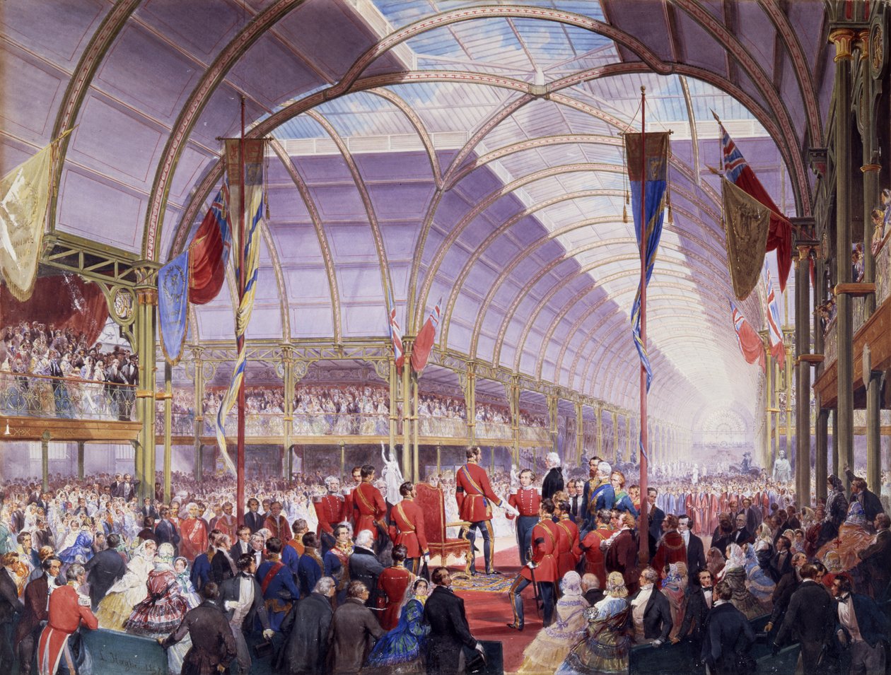Sir Thomas Fairbairn överlämnar talet till prinsgemålen vid utställningen Art Treasures, Manchester, maj 1857 (blyerts, akvarell och gouache på papper) av Louis Haghe