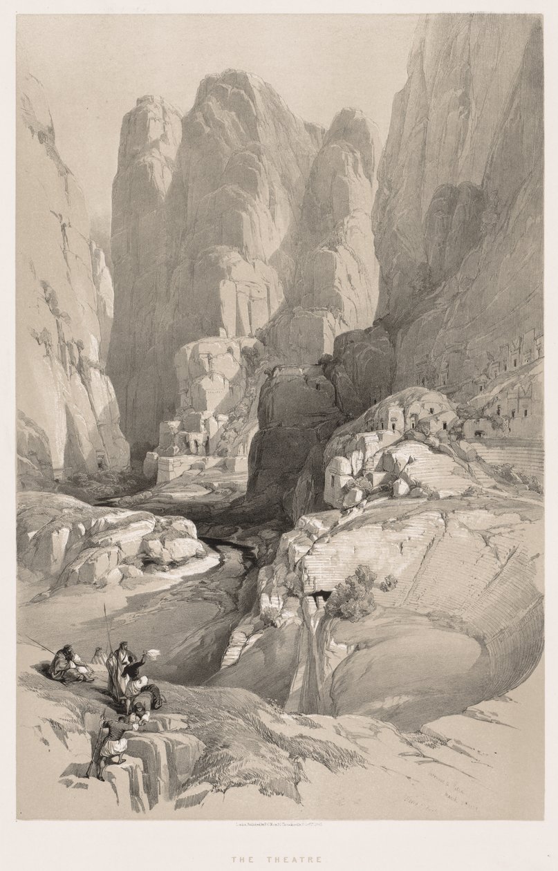 Det heliga landet, Syrien, Idumea, Arabien, Egypten och Nubien (Vol. III): Ingången till Petra av Louis Haghe