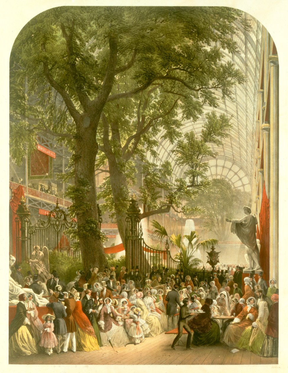 Crystal Palace, 1851 (färgat litho) av Louis Haghe