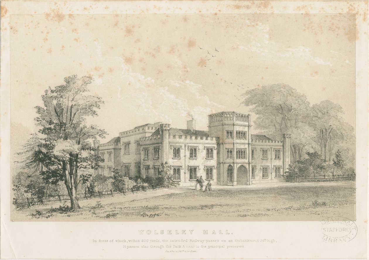 Wolseley Hall: stålgravyr, nd [c 1830] (tryck) av Louis Haghe