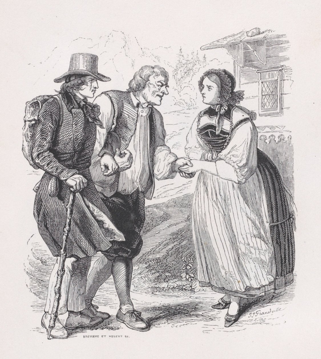 Resenären från The Complete Works of Béranger, 1836. Skapare: Louis-Henri Brevière, Cesar-Auguste Hebert. av Louis Henri Brevière, Cesar Auguste Hebert