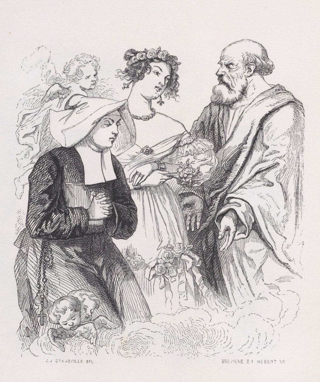 The Two Sisters of Charity från The Complete Works of Béranger, 1836. Skapare: Louis-Henri Brevière, Cesar-Auguste Hebert. av Louis Henri Brevière, Cesar Auguste Hebert
