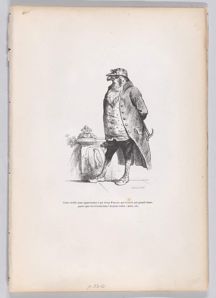 Denna gamla gård har tydligen en gammal falk... från Scenes from the Private and Pub..., ca. 1837-47. av Louis Henri Brévière