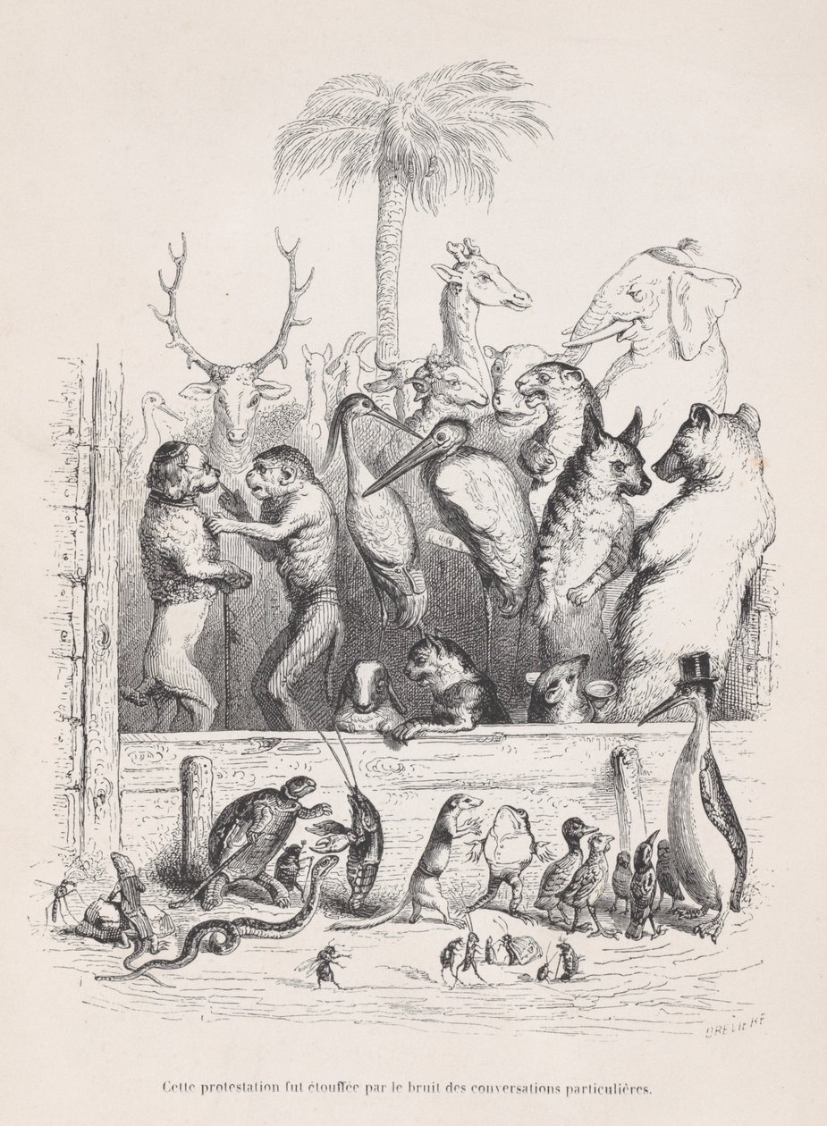 Denna protest kvävdes av bruset från privata samtal från scener från..., ca. 1837-47. av Louis Henri Brévière