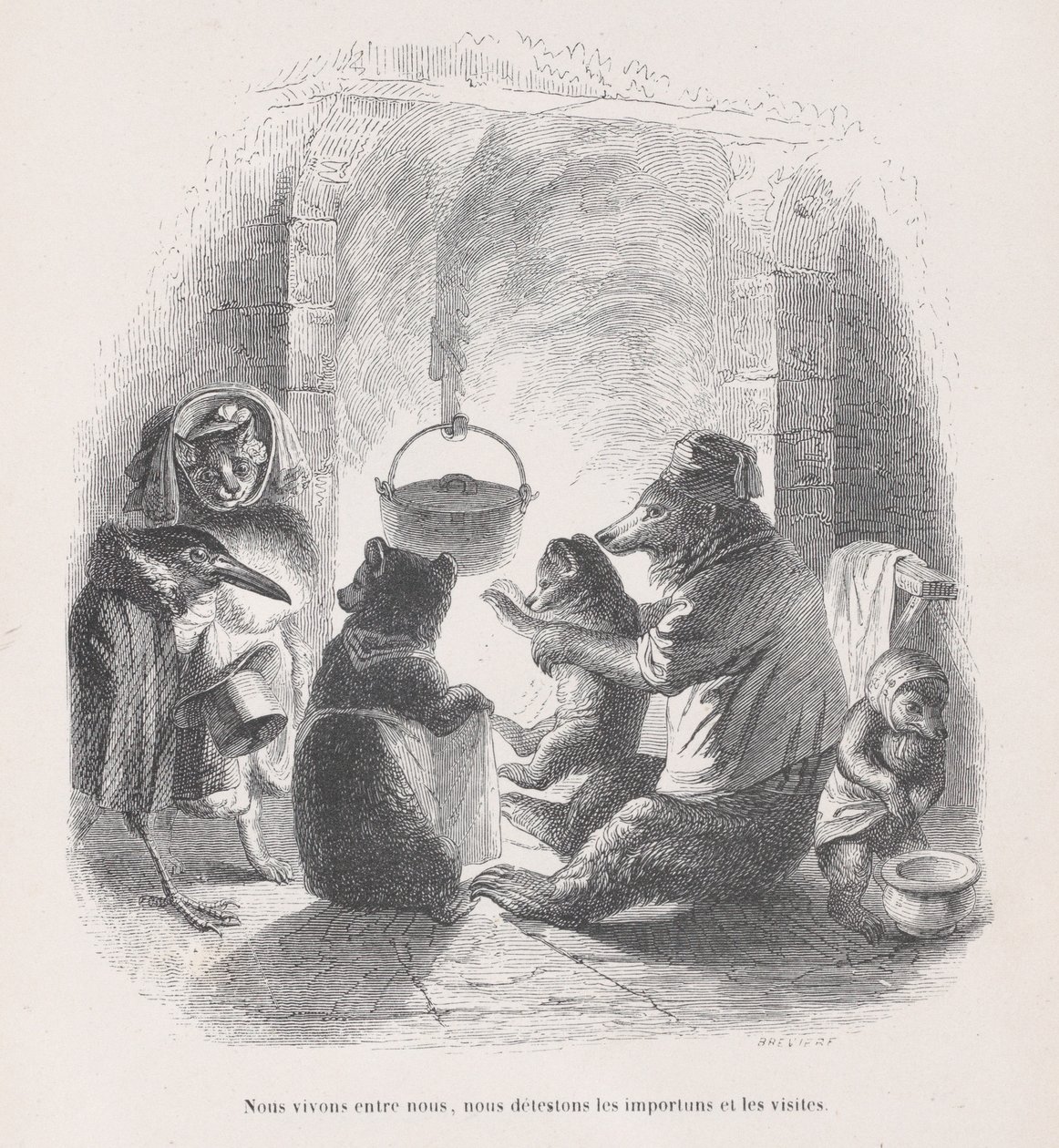Vi lever mellan oss själva, vi hatar olägenheterna och besöken från Scener från..., ca. 1837-47. av Louis Henri Brévière